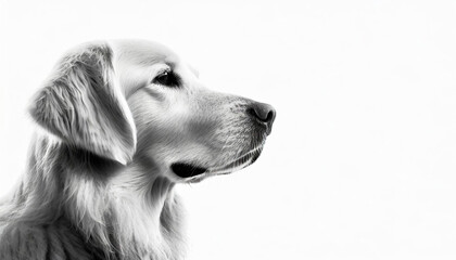 Golden retriever portrait, muzzle side view isolated over white
