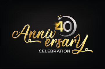 Star element gold color mixed luxury 40th anniversary invitation celebration