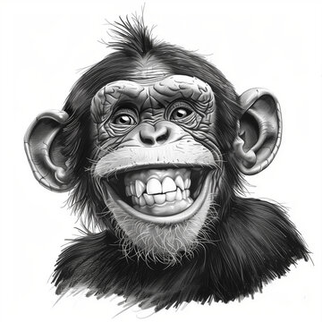 funny portrait of a chimpanzee in an illustration sketch