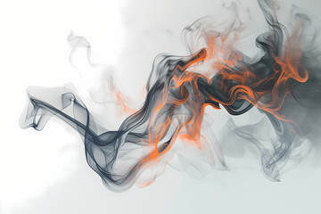 fire and black smoke on white background