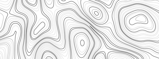 Abstract black and white wavy topography map background. Topography relief and topographic map wave line background. Vector illustration.