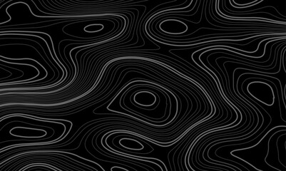 Fototapeta premium Wave topographic contour map, topographic wavy map line background. Abstract geographic wave grid line map. Geographic mountain relief background. Vector illustration.