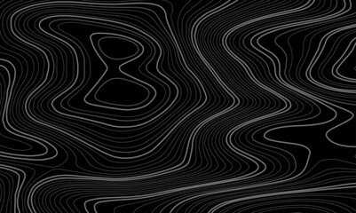 Wave topographic contour map, topographic wavy map line background. Abstract geographic wave grid line map. Geographic mountain relief background. Vector illustration.