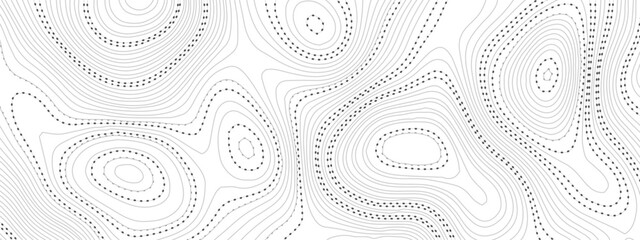 Wave topographic doted lines contour map, topographic wavy map dot line background. Abstract geographic wave grid line map. Vector illustration. - obrazy, fototapety, plakaty