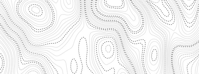 Wave topographic doted lines contour map, topographic wavy map dot line background. Abstract geographic wave grid line map. Vector illustration.