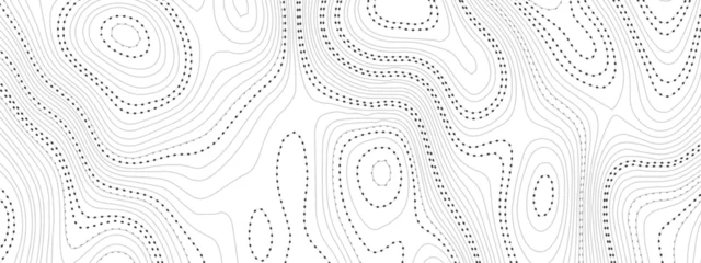 Fotobehang Wave topographic doted lines contour map, topographic wavy map dot line background. Abstract geographic wave grid line map. Vector illustration. © Mirror