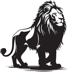 Silhouette of African lion vector illustration Set