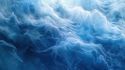 Obraz premium Digital illustration of soothing blue smoke waves creating a serene abstract background for peaceful design elements.