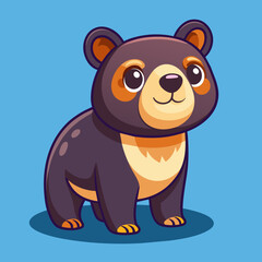 Cute Bear Animal vector illustration on Blue clean background

