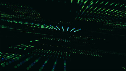 Abstract digital background. Data flow information. Digital communication concept. Science technology background. Big data visualization. 3D Vector illustration.