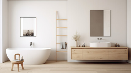 Fototapeta na wymiar Modern Scandinavian minimalist bathroom 