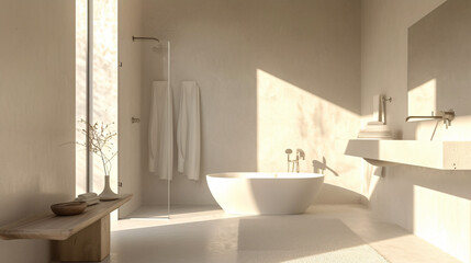 Fototapeta na wymiar Modern Scandinavian minimalist bathroom 