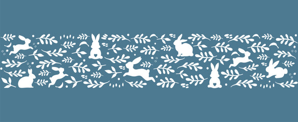 Vector hand drawn Easter horizontal banтe, great for textiles, banners, wallpaper, wrapping - vector design. - 748097320