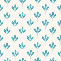 Fototapeta premium Floral seamless pattern with leaves on white background
