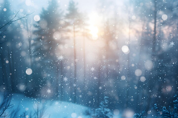 Generic snowfall closeup background with selective focus. Neural network generated in January 2024. Not based on any actual scene or pattern.