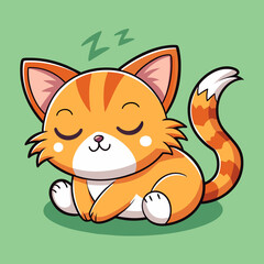 Lazy Cat Cartoon Cute Kitty Sleep
