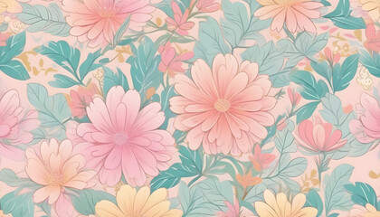 delicate multicolored floral ornament for paper wallpaper or background