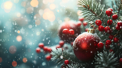 Fototapeta na wymiar Christmas background concept. red ball with snowflakes. generative ai