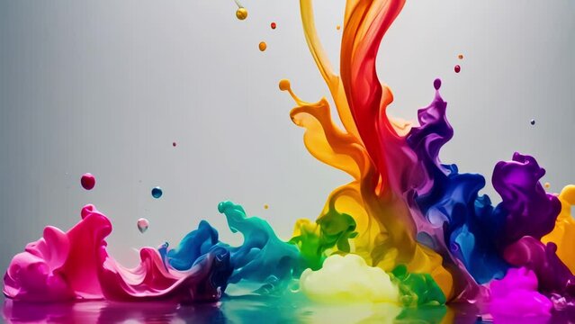 An artistic backdrop with colorful paint splatters in a variety of hues