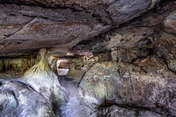 Striking view of a cave at Los Tuneles near San Jose del Guaviare, Colombia - 748099961