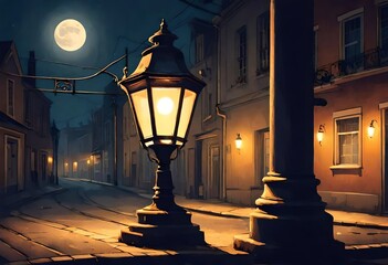 old street lamp in night