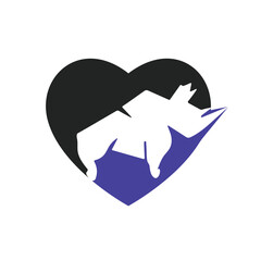 Rhino love and care vector icon logo design.