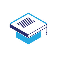 Institute or university logo design template. Book and graduation hat icon logo.