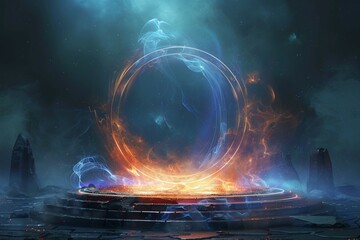 Enchanting magic portal with hologram effect in futuristic design