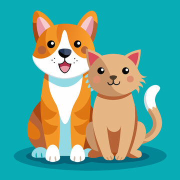 Illustration of best friends ever - Cat and Dog
