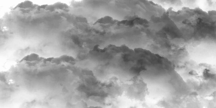 Luxury Nature Abstract: Mountainous Cumulus Clouds Boiling in the Summer Sky.  Darkness and light, heaven. Grey clouds. White cloud isolated on black background, Fluffy texture , Abstract smoke...