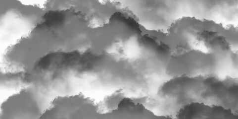 Luxury Nature Abstract: Mountainous Cumulus Clouds Boiling in the Summer Sky.  Darkness and light, heaven. Grey clouds. White cloud isolated on black background, Fluffy texture , Abstract smoke...