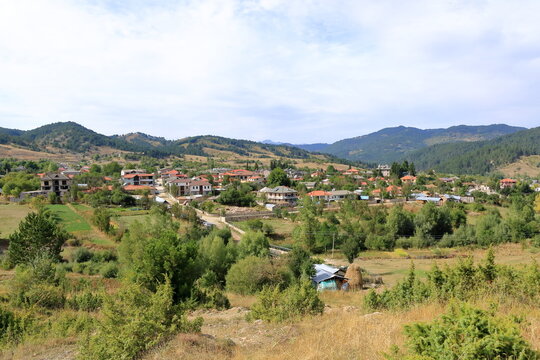 View over the village Voskopoja near Korca in Albania