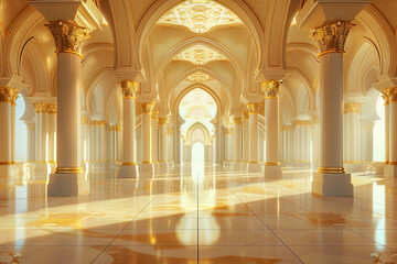 Obraz premium 3d mosque element in ornate arabic. islamic architecture interior. ramadan kareem holiday celebration concept