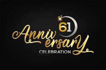 Naklejka na ściany i meble Star element gold color mixed luxury 61th anniversary invitation celebration
