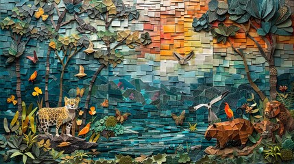 Pantanal Wildlife Art Collage

