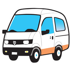 van and car rentals logo, vector illustration kawaii