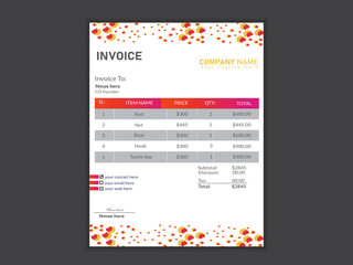 Minimalist professional vector a4 invoice design template.