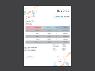 Minimalist professional vector a4 invoice design template.