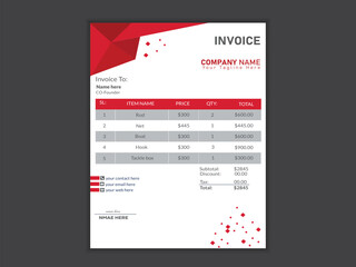 Minimalist professional vector a4 invoice design template.