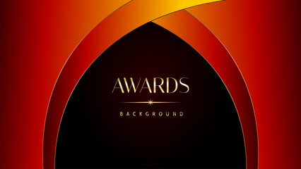 Red orange and golden awards graphics background. Elegant orange premium template design. Wedding invitation card. Engagement ceremony invite. Luxury premium corporate abstract design template.