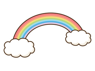 シンプルな虹のイラスト(線あり)