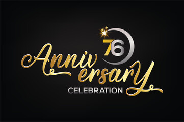 Star element gold color mixed luxury 76th anniversary invitation celebration