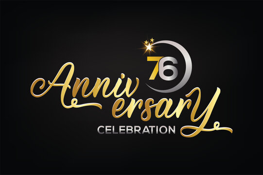 Star element gold color mixed luxury 76th anniversary invitation celebration