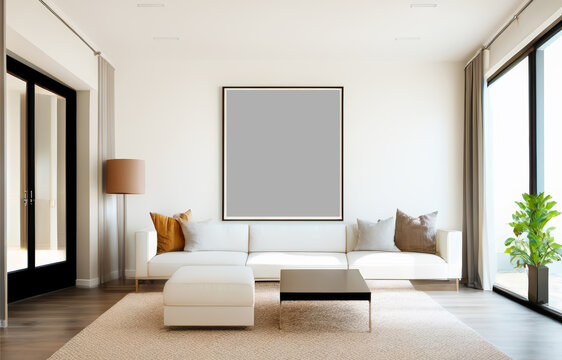 Interior Elegance: Empty Frame Adorning the Wall in House Design