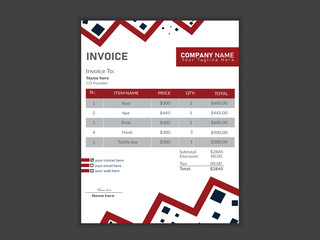 Minimalist professional vector a4 invoice design template.