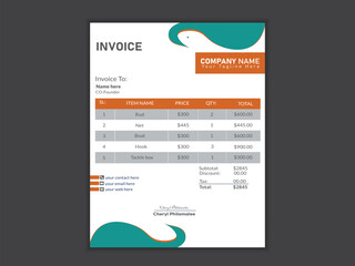 Minimalist professional vector a4 invoice design template.
