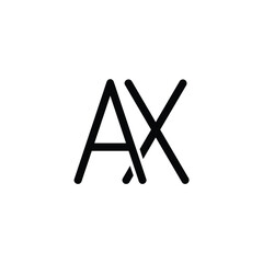 Minimalist Letter AX Logo Design , Editable in Vector Format in Black. initial Ax vector logo design