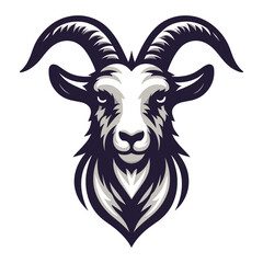 Goat head face logo vector illustration, farm pet, animal livestock, for butchery meat shop and dairy milk product, agriculture concept, design template isolated on white background