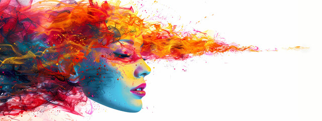 Explosion of Creativity: A Surreal Woman's Portrait