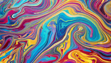 Obraz premium Abstract bright multi colored painting background. Art with liquid fluid grunge texture. Acrylic painted waves.